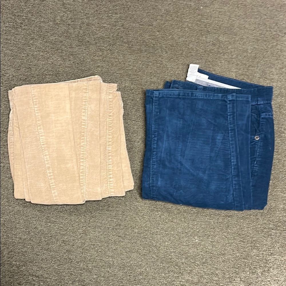 Beige and Blue Corduroy Pants